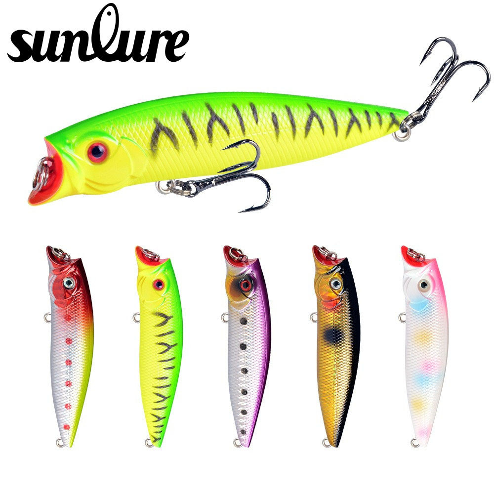 SUNLURE Umpan Pancing Popper Lure 9.5cm 11.5g Top Water Lure Floating Hardbait