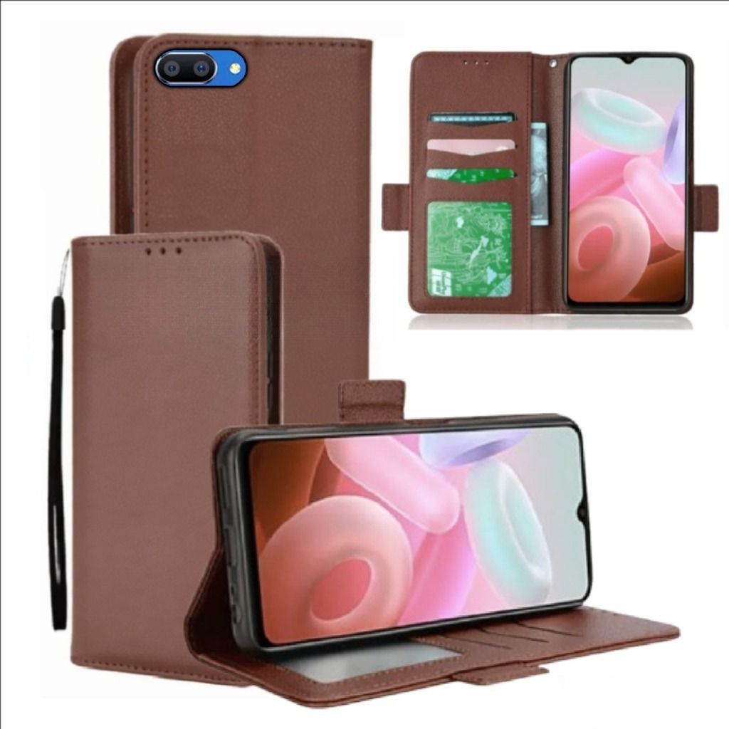 Case Dompet Hp Oppo A3s - A5 - Realme C1 Case Dompet Casing Hp Flip Kulit Case Wallet Leather Cover