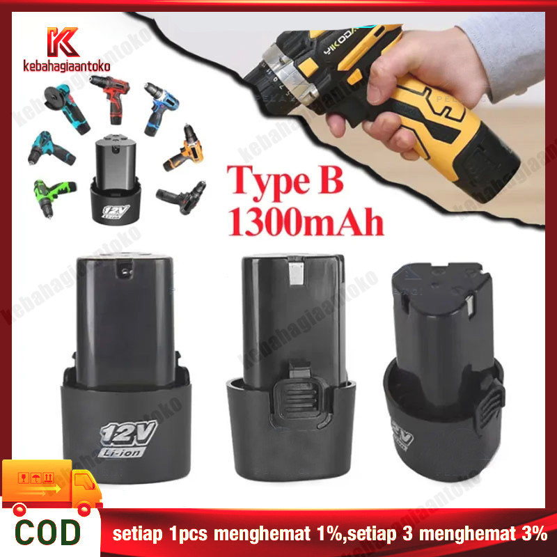 Baterai Bor Litium Li-Ion 12 Volt Baterai Bor Electric Cordless Rechargeable 3000 MAH Original JLD/B
