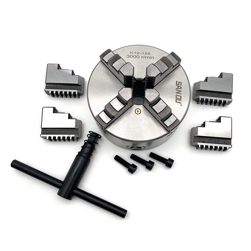 Lathe Chuck 4 Jaw 125mm SANOU 4 Jaw Selfcentering Chuck K12125 Metal Chuck Scroll Chuck