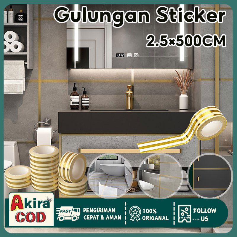 Emas Stiker Lantai Keramik Gulungan Stiker Pembatas Nat Keramik Gold Selotip Masking Tape Gold Tape 