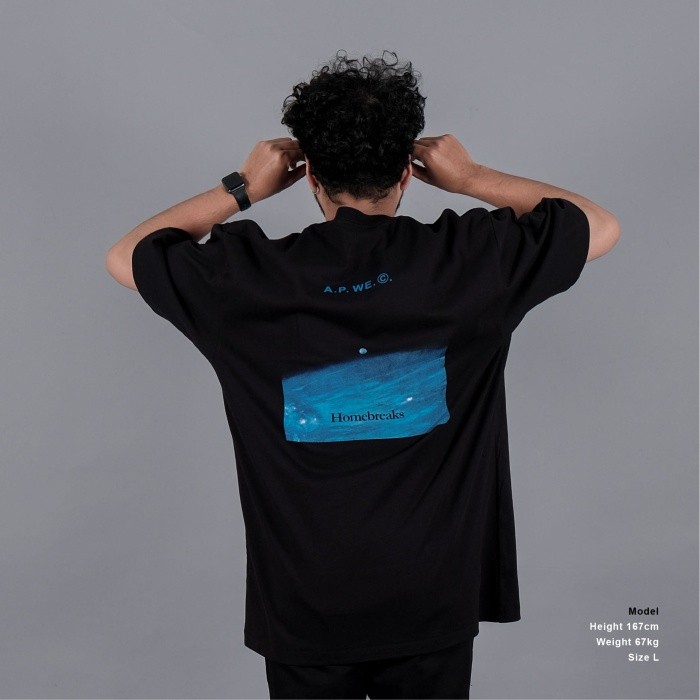 UNKL347 Kaos Pria Lengan Pendek Warna hitam Space HC ATRX