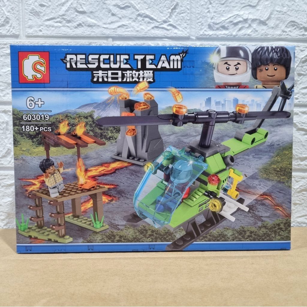 ZVANS88RG Sembo Block 603019 city rescue team helikopter hijau balok susun