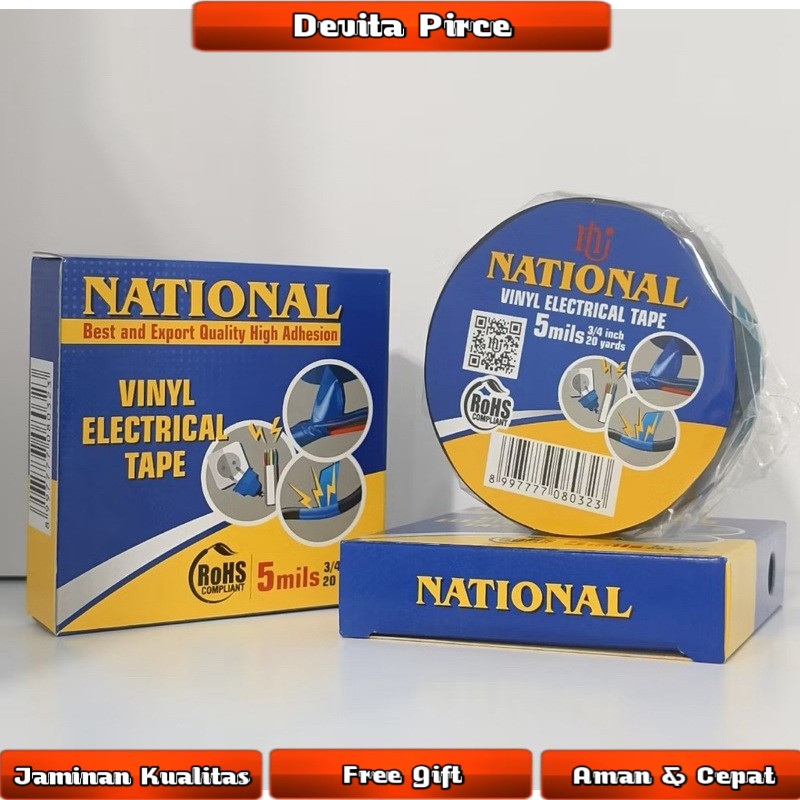 GROSIR 1 dos (120pcs) Solasi Listrik NATIONAL HITAM / Solasi Kabel Nasional Electrical Tape