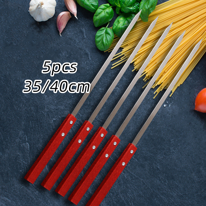 5pcs Alat Tusuk Sate Stainless Steel / Alat Pembuat Kebab / Barbeque Stick