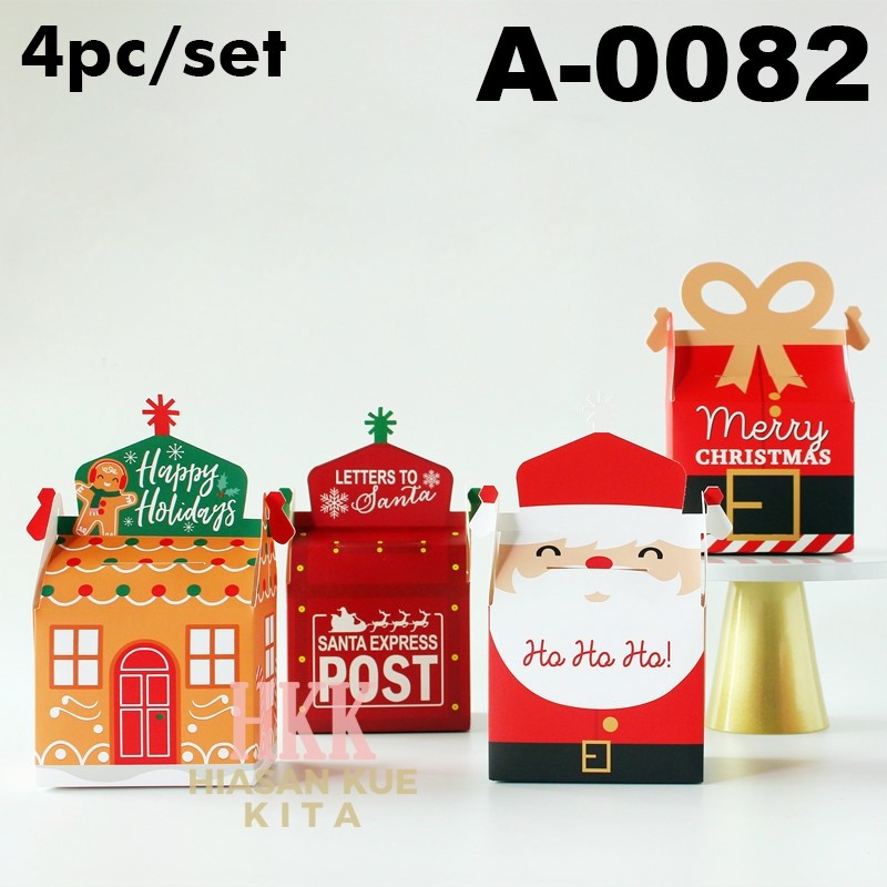4PC/SET Packaging  Kotak Kado Cookies Toples Hampers Natal Christmas Xmas Ginger House Box Hadiah