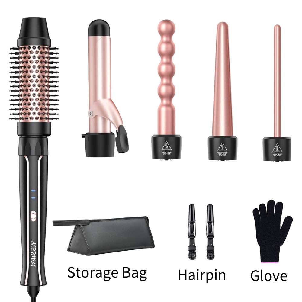 5-in-1 Curly Hair Brush Set, Multi-Curly Hair, Curly Hair Brush Set with a Heat Brush and 4 Interang