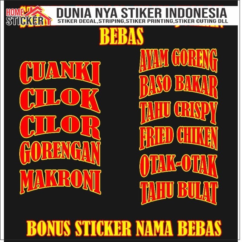 Stiker Cutting Sticker Variasi Nama Usaha Gerobak Jualan