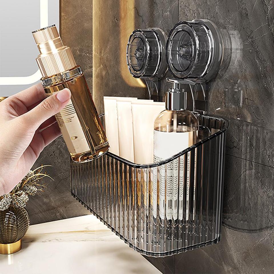 Shower Suction Cup Shelf Basket Punch-free Storage Holder Installation Bathroom Organizer Storage Ro