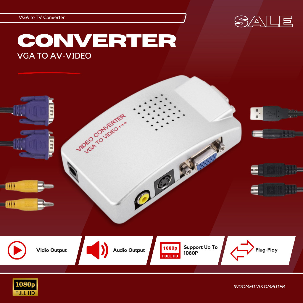Converter VGA To AV VGA RCA Converter VGA To AV Video Converter