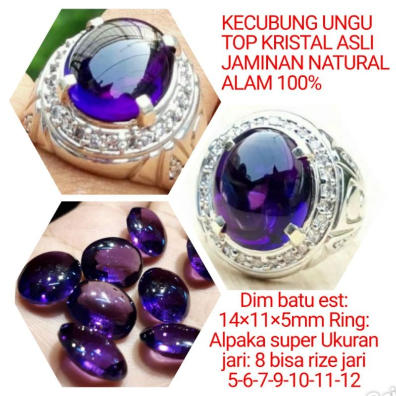 CINCIN BATU KECUBUNG TOP KRISTAL ASLI NATURAL 100%