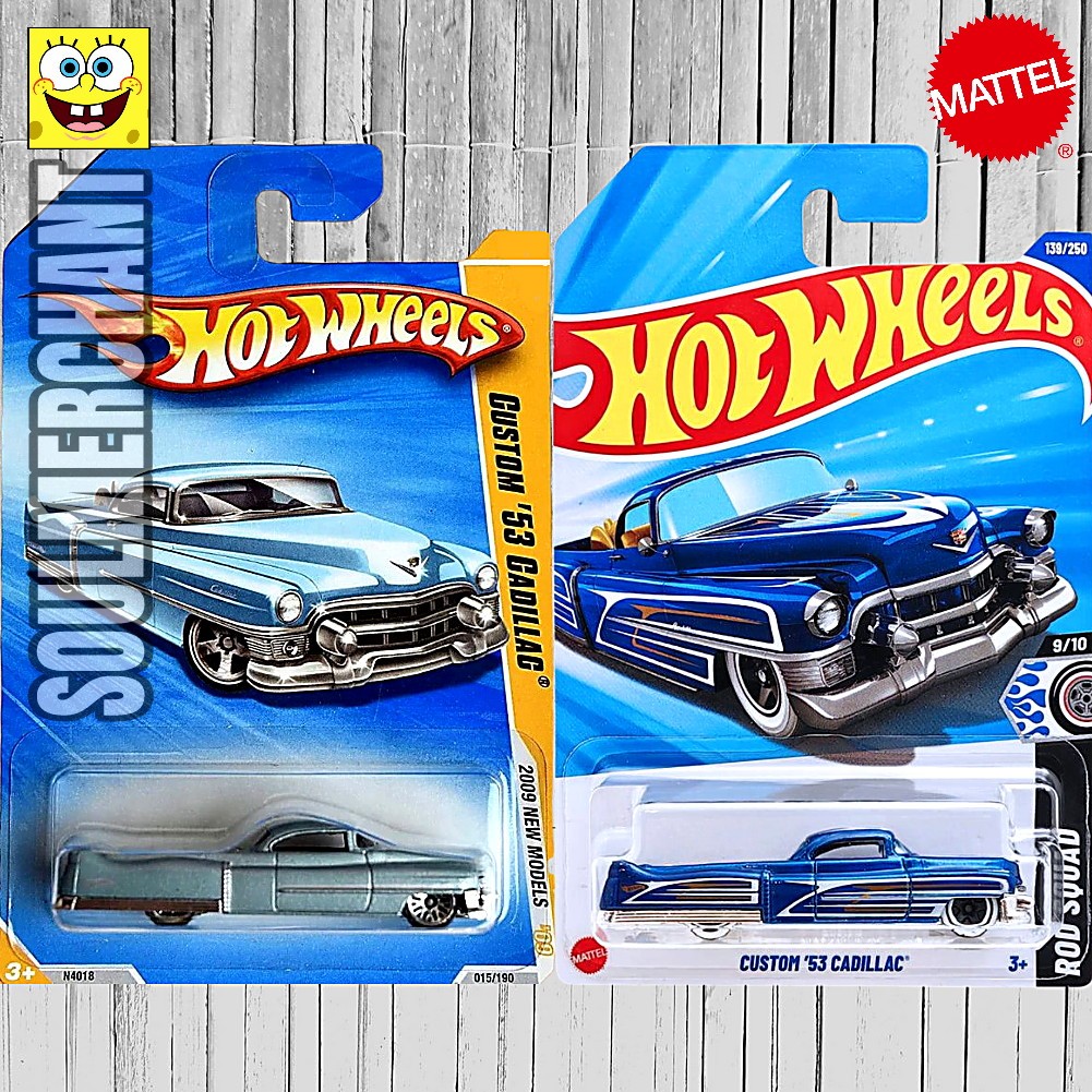 HOTWHEELS CUSTOM 53 CADILLAC 2009 BIRU - OLDSCHOOL CLASSIC CAR