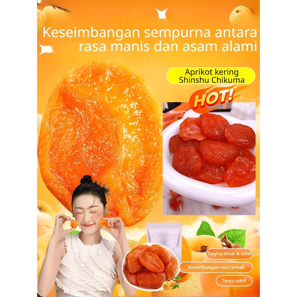 [Nikmati Manis Alami] Aprikot Kering/Tanpa Biji/Asam Manis/Camilan Sehat/Buah Kering/Topping Yogurt/