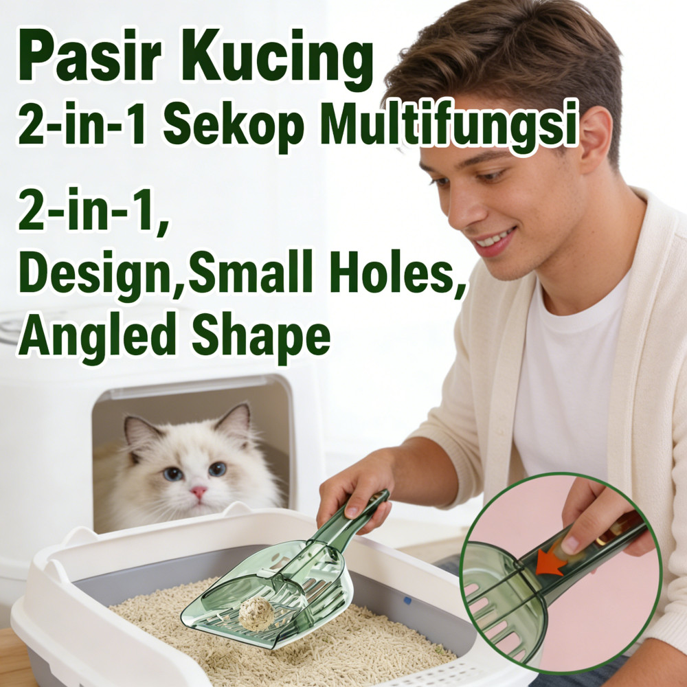 Sekop Pasir Kucing Sekat Besar Lubang Kecil Dapat Berubah Bentuk / Pemisahan Miring Sekop Pasir Kuci