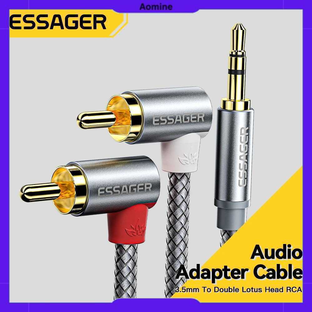 Essager Kabel Audio Jack 35mm ke RCA Double Lotus Elbow 3 Meter EYPWT MYC0G P