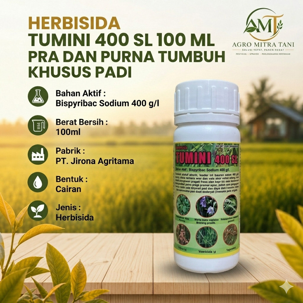 HERBISIDA TUMINI 400 SL 100 ML PRA DAN PURNA TUMBUH KHUSUS PADI