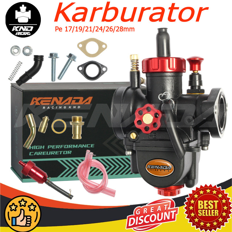 KENADA RACING  Karburator Karbu Pe 17/19/21/24/26/28MM Flange Black Cocok Untuk Sebagian Besar Seped