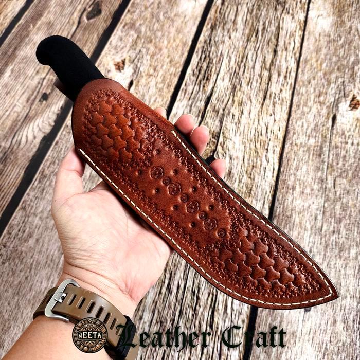 sarung pisau kulit asli neeta original motif untuk pisau skinning butcher bullnose victorinox tramon