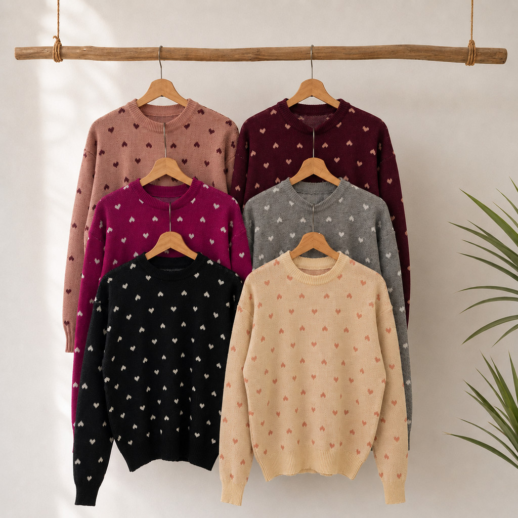Nikki Lala | Sweater Tebal Oversize | Sweater Love | Sweater Korea