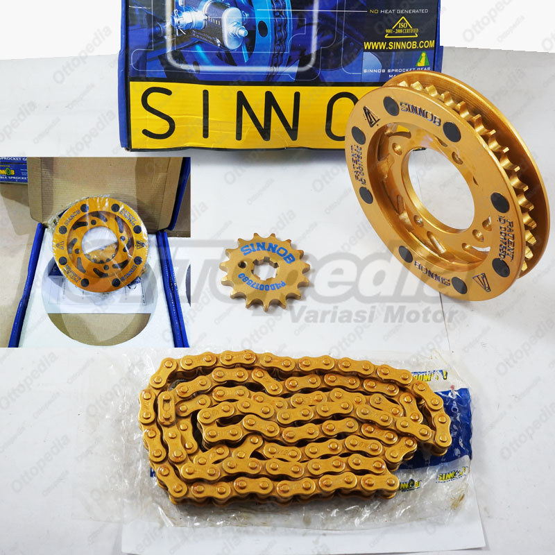 Chain Kit Sinnob Sprocket Gear Gir Set Rantai Rante Colour Chain RX KING Gold