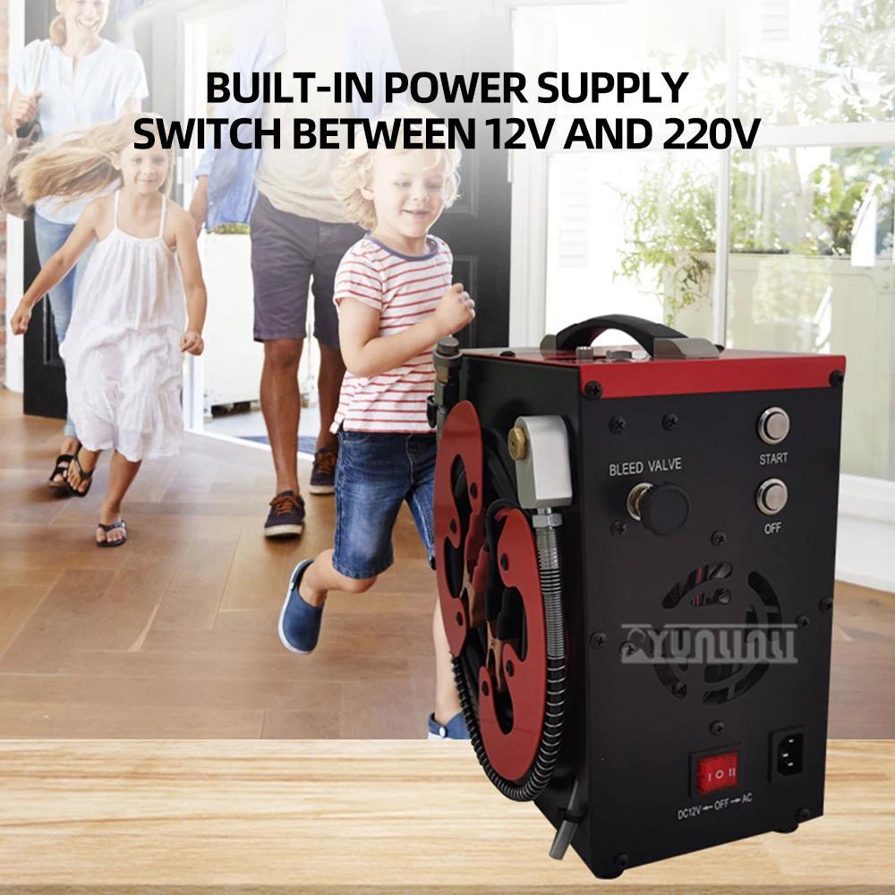 PCP Air Compressor 30MPA Electric High Pressure Air Compressor for Scuba ving Tank PCP Rifle  12v 8L