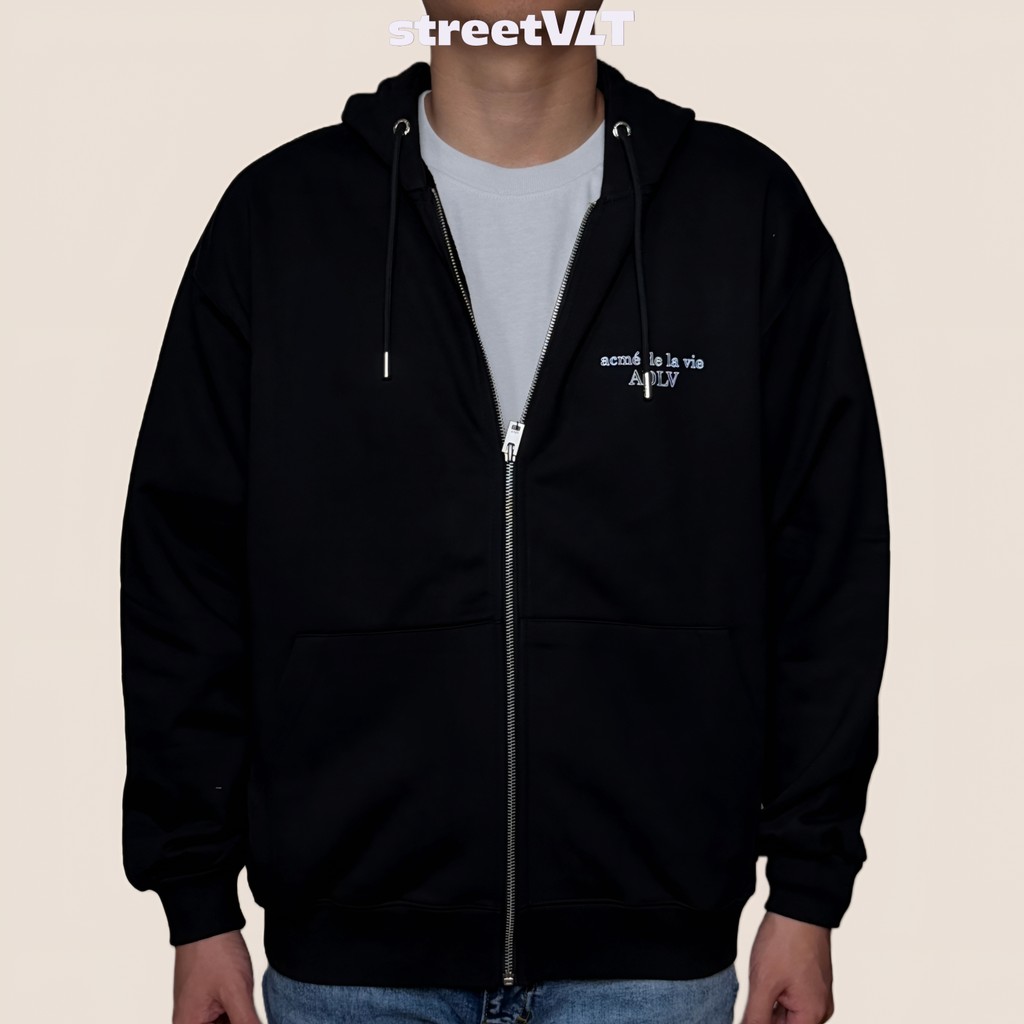 ADLV Border Line Basic Logo Zip Up Hoodie Acme De La Vie Original