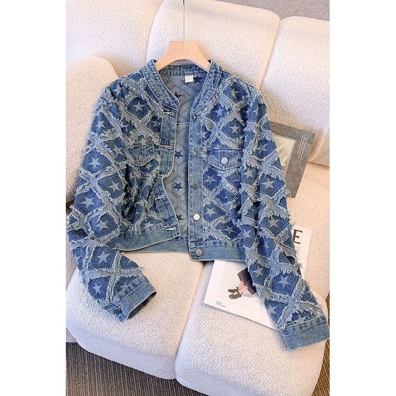 Jaket denim wanita, jaket pendek
