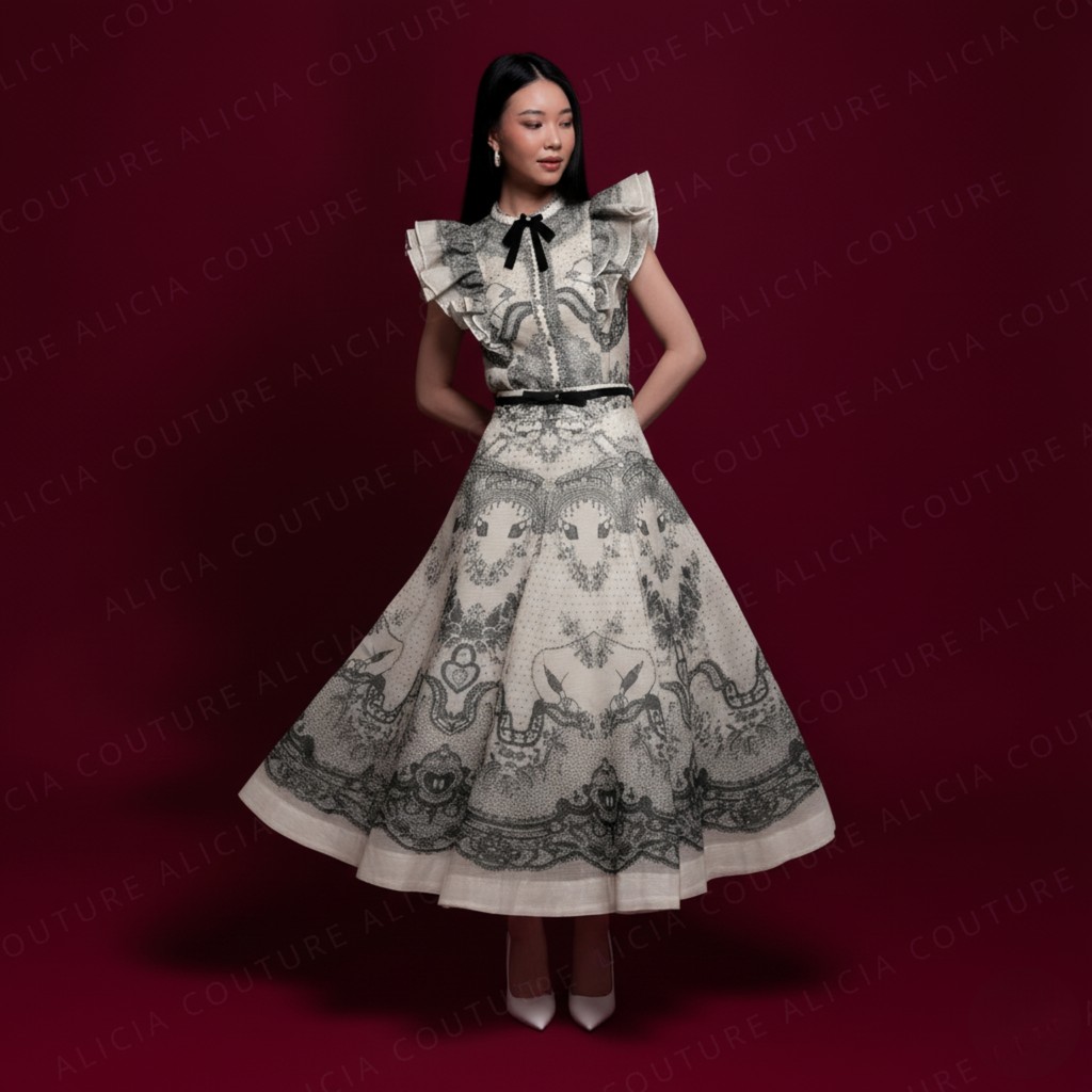 Aliciacouture - Padma Oneset Midi Skirt - Luxe Season Collection - Chiffon Floral Ruffle Set