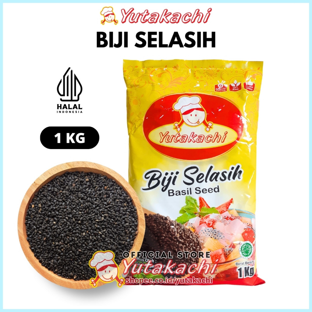 promo|| Biji Selasih 1Kg Yutakachi / Biji Selasih Super / Basil Seed / Bahan Es Campur