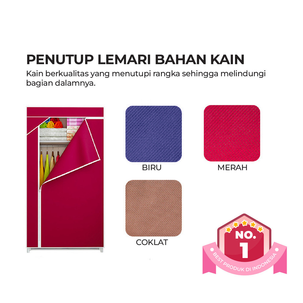Lemari Baju Lemari Portable Pakaian Lemari Kain Resleting Lemari Pakaian Plastik Co