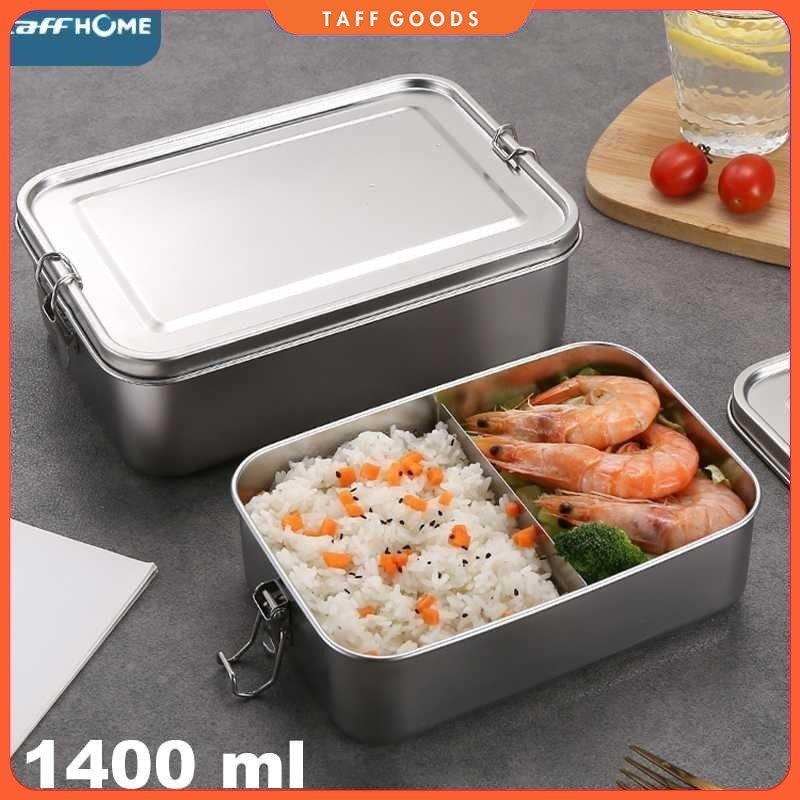 TaffHOME Kotak Makan Lunch Box Stainless Steel 2 Grid 1400ml - UP-14