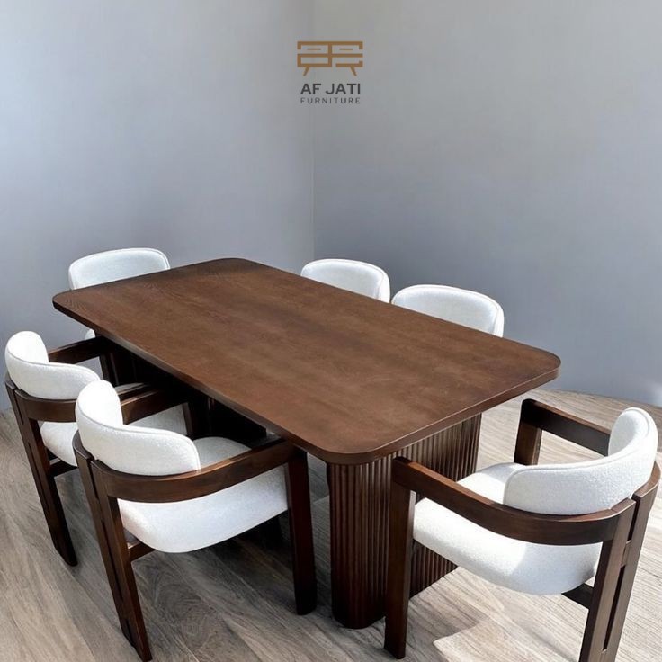 SET MEJA + 6 KURSI MAKAN MODERN JATI TUA