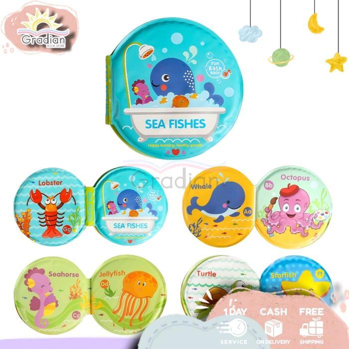 Buku Bantal Bayi / Soft Book Edukasi Bayi Buku Bantal Bayi Bahasa Inggris / Buku New Born - Sea Fish