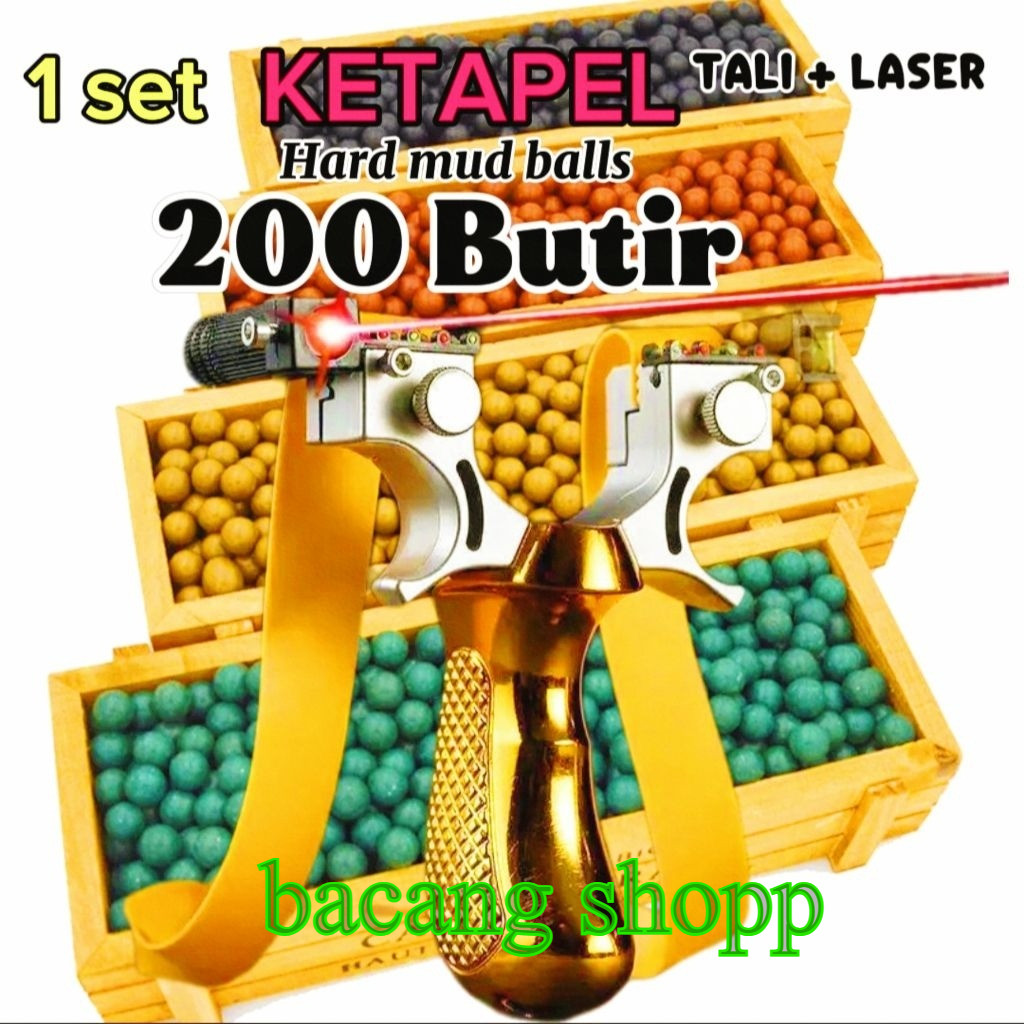 Ketapel Burung 1Set Lengkap Tali dan Laser Plus 200 Butir Peluru Bisa Cod