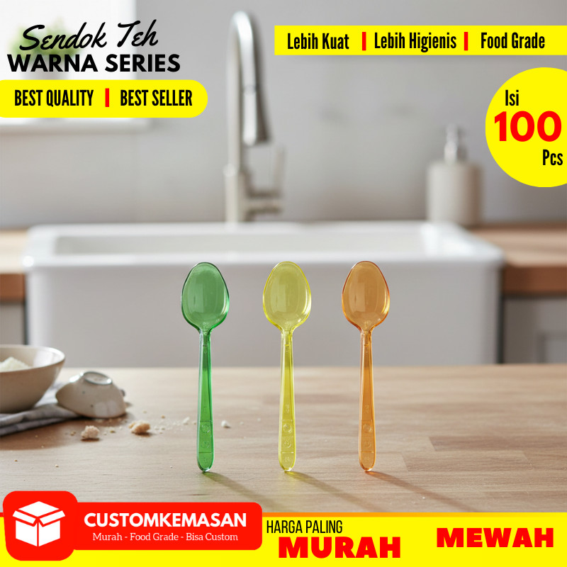 Sendok teh/sendok teh kecil/sendok teh kecil/sendok plastik kecil warna warni/sendok teh isi 100