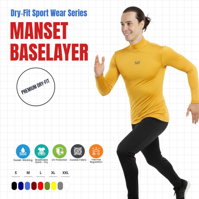 Baselayer Pria Spandex Manset Tangan Panjang Olahraga Hiking Gunung