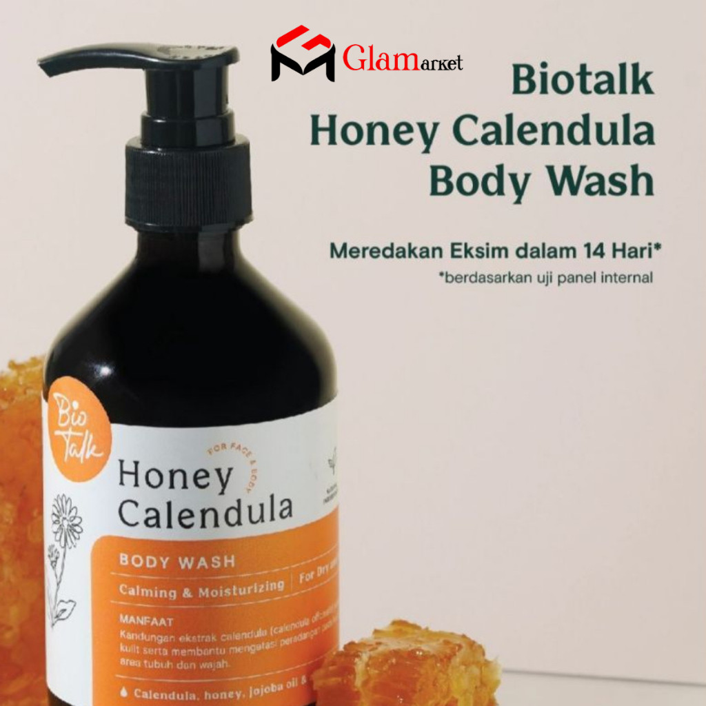 BIOTALK Honey Calendula Body Wash 300 ml - Sabun Mandi Untuk Kulit Eksim Psoriasis Sensitif Gatal-Ga