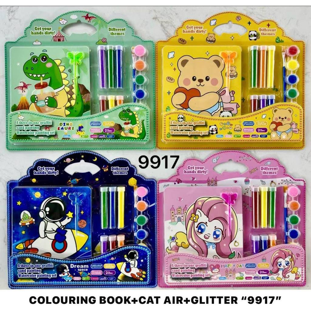 DIY Painting Set Anak  | Coloring Book + Watercolor + Glitter
