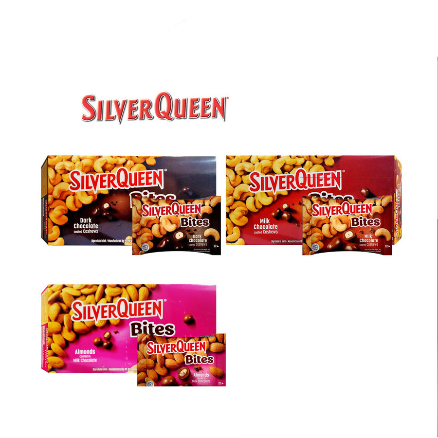 [UniGrosir] Silver Queen Bites Coklat Dark Cashew Almond Chocolate 30 g x 12 pcs BOX