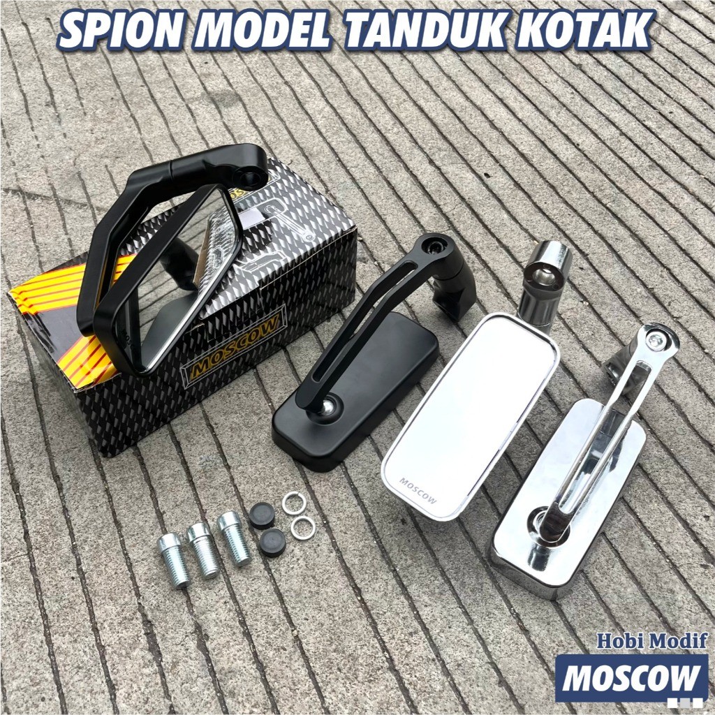AURA SPION TANDUK MOSCOW H2469C Kaca Bening Bahan Full Aluminium Alloy Universal Motor Spion MODEL M