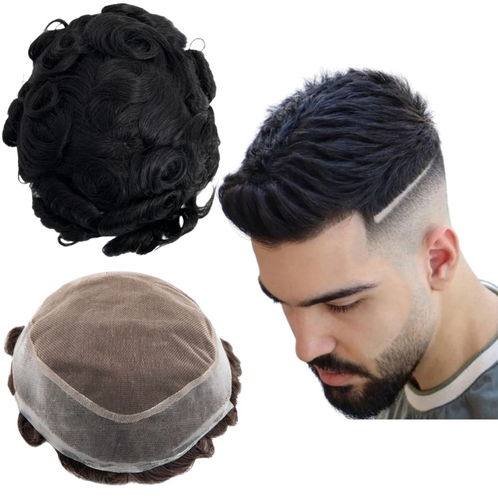 Toupee for Men Human Hair Wigs Men Toupee AUS Prosthesis Units Pat Curly Wave Toupee Hair Real Human