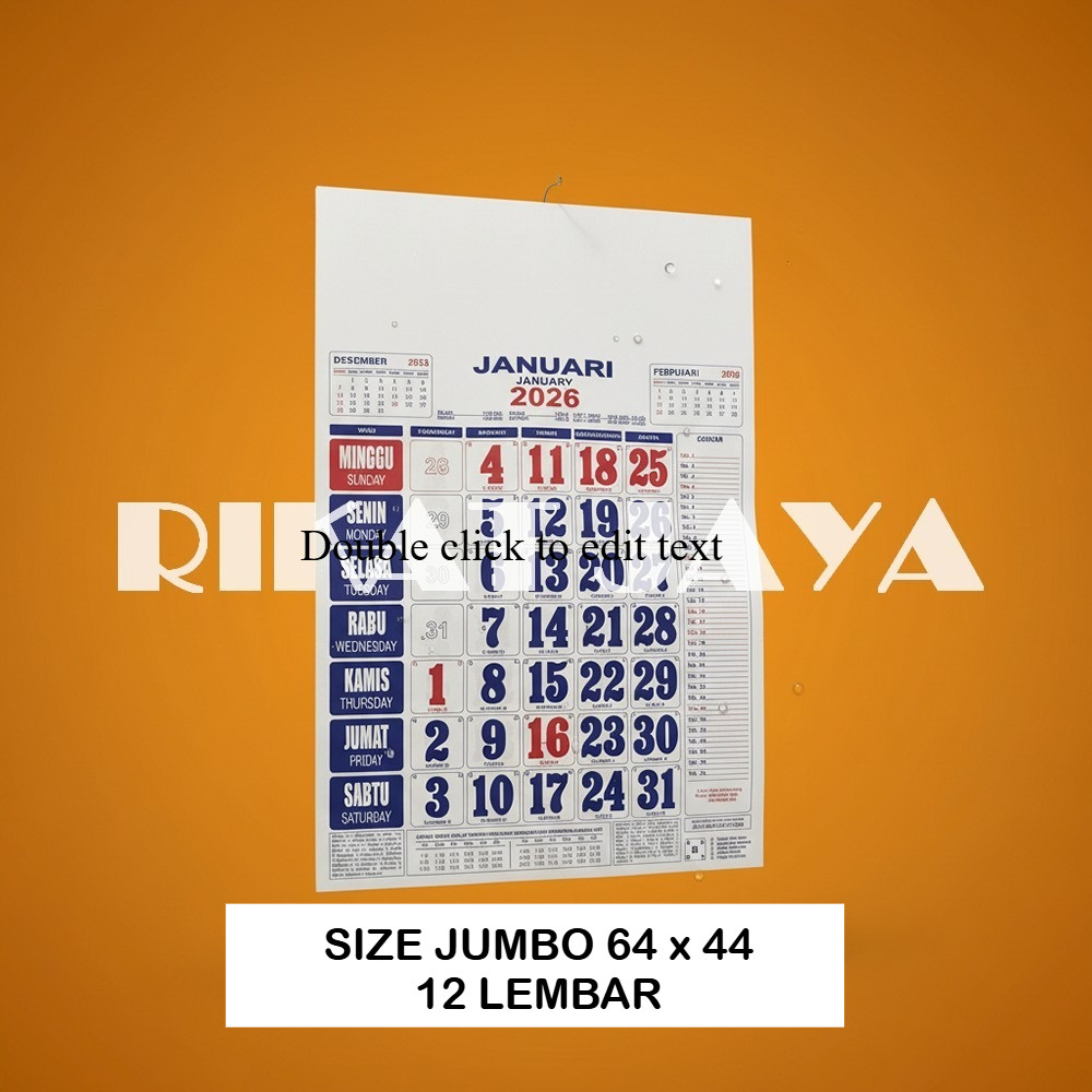 Kalender Jumbo Lengkap 2026 | Kalender Almanak Dinding 2026 | Kalender Jawa 2026