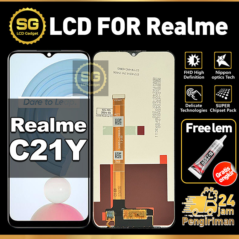 SG LCD REALME C21Y Fullset HP Touchscreen REALME C21Y Free Lem Glass Touch Screen Digitizer COD