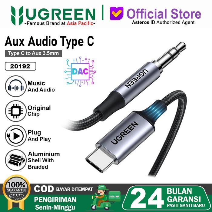 UGREEN Kabel AUX Audio For iPhone MFI Lightning To Jack 3.5mm, Type C To Jack 3.5mm - 20192 TypeC DA