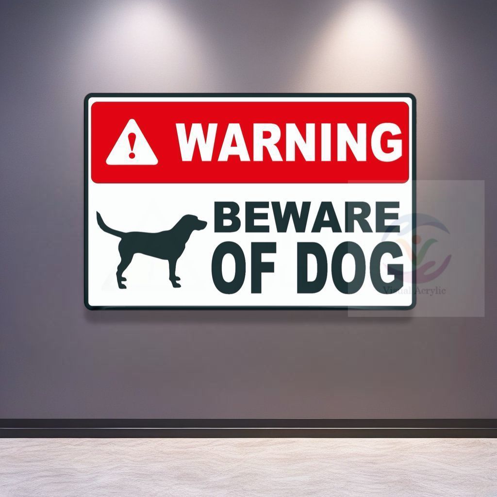VA Sign Akrilik Papan Peringatan Warning Beware Of Dog,Warning No Smoking In This Area //Bahan Akril