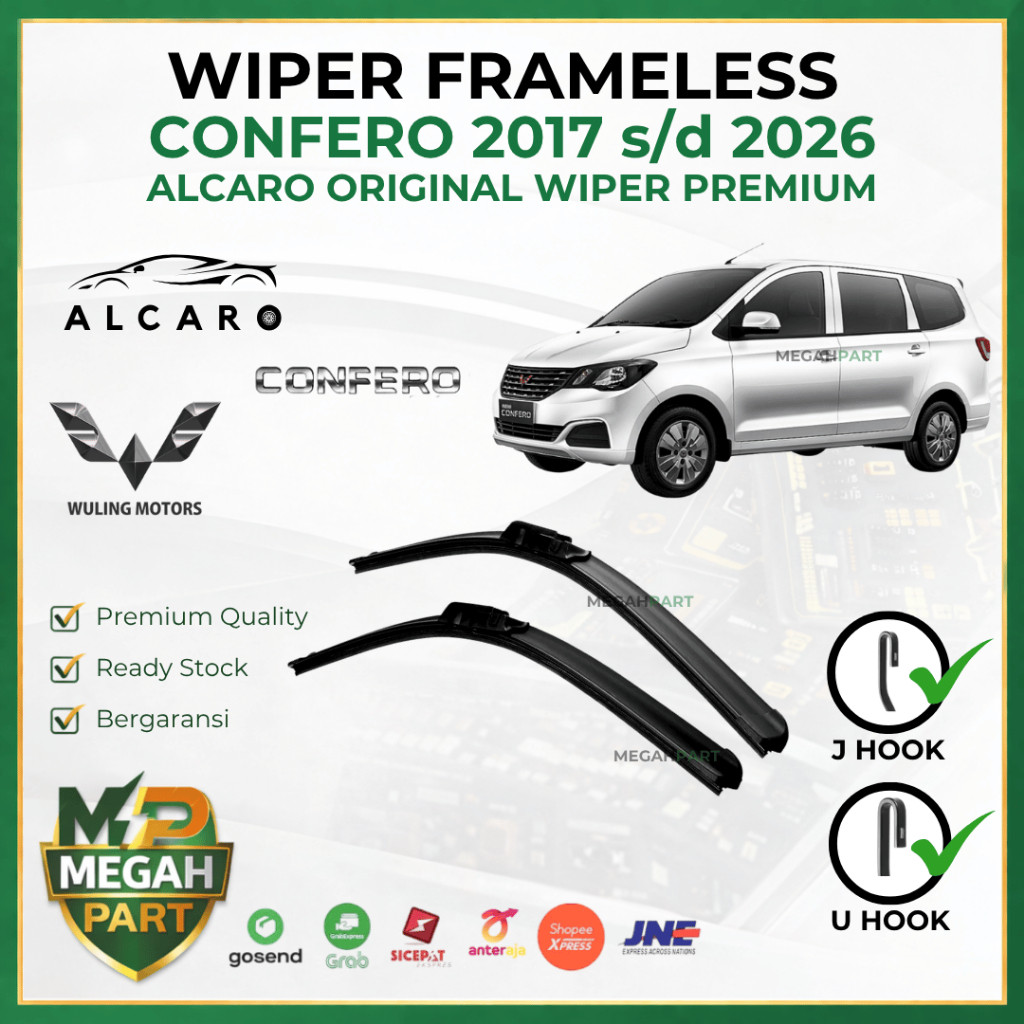 Wiper Frameless CONFERO 2017 s/d 2026 Original Alcaro - Sapu Kaca Wuling CONFERO - Wiper Wuling CONF