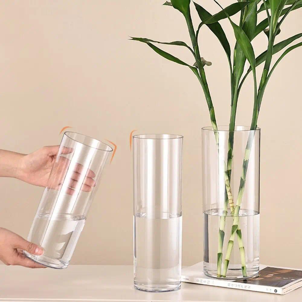 Hydroponic Plants Acrylic Cylinder Vase Shatterproof Candles Transparent Flower Vase Durable Fresh F