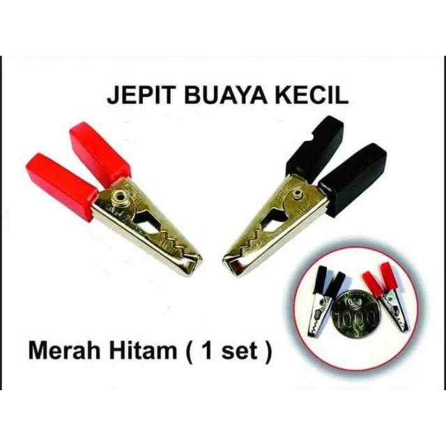 Sepasang Klip Capit Buaya Tebal Merah Hitam