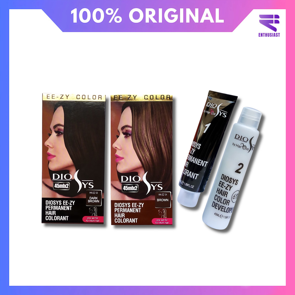 DIOSYS Hair Color EE-ZY PERMANENT 45mL - Natural Black/Blue Black/Dark Brown/Brown/Coffee/Mattya Yel