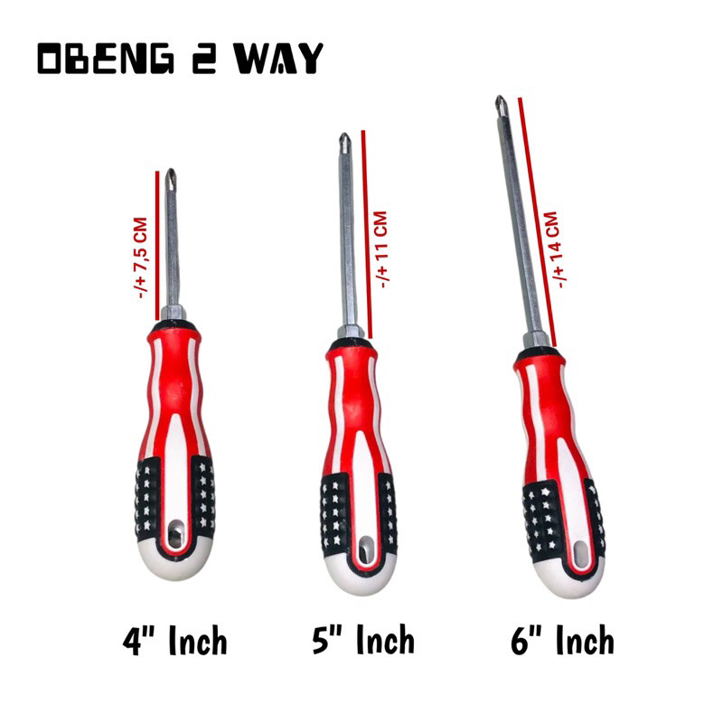 Obeng 2 Way Plus Minus 4 inch - 5 inch - 6 inch amerika Obeng 2 Way